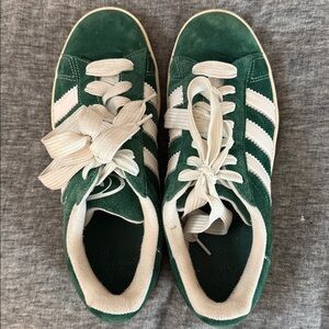 Adidas Campus Green and White Suede Sneakers - Women’s Size 8